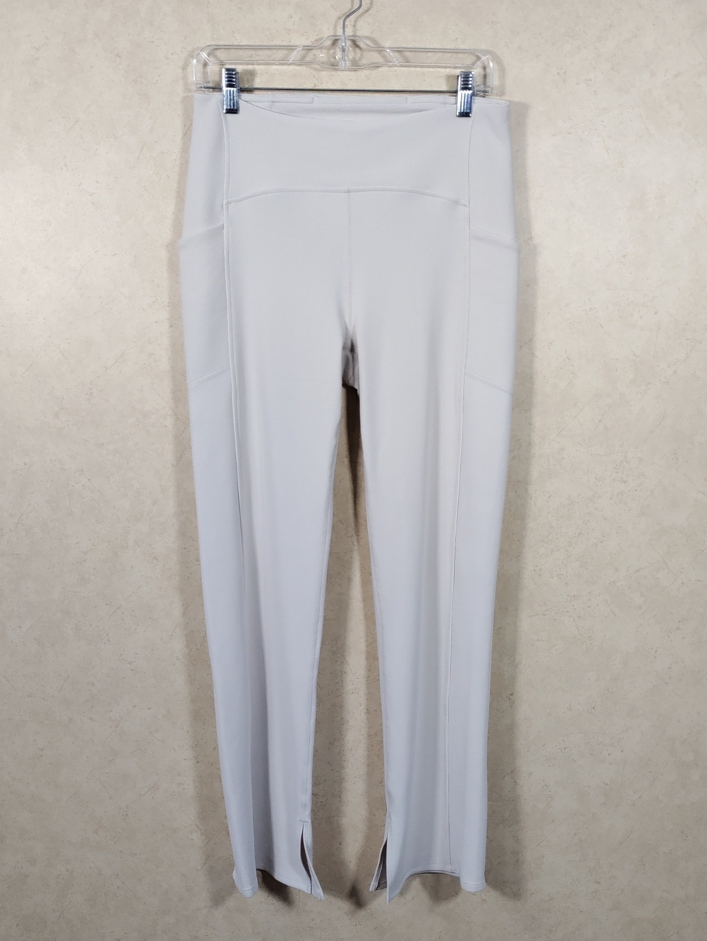 I132 Zella Light Tan High-Waist Leggings with Front Ankle Slits L